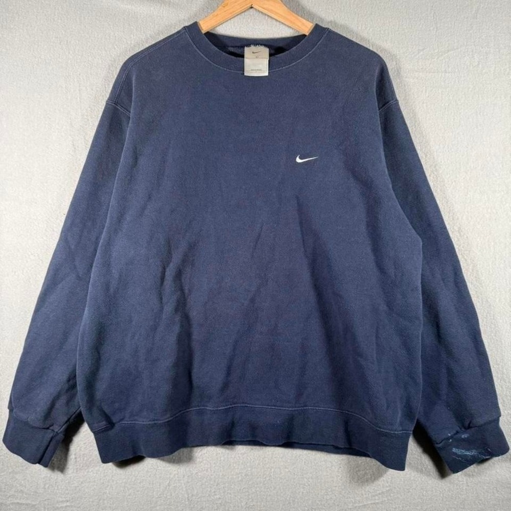 Vintage Y2K Nike Navy Blue‎ Crewneck Sweatshirt Streetwear Skater Size Large